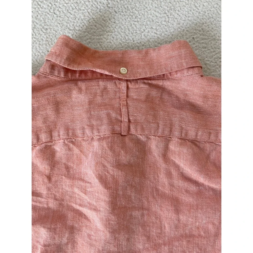 Banana Republic Mens Extra Large Button Down Shirt Coral Linen Cotton Blend